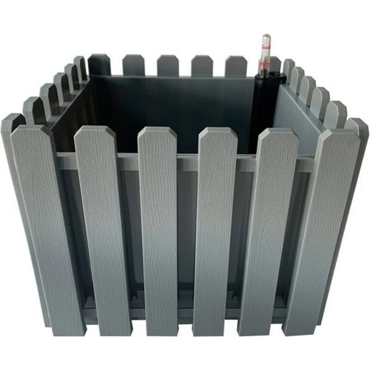 HTI-Living Blumentopf Blumentopf mit Wasserspeicher Nessa eckig grau (Stück, 1 St, 1 Blumentopf), aus Kunststoff mit Wasserstandsanzeiger – Bild 2