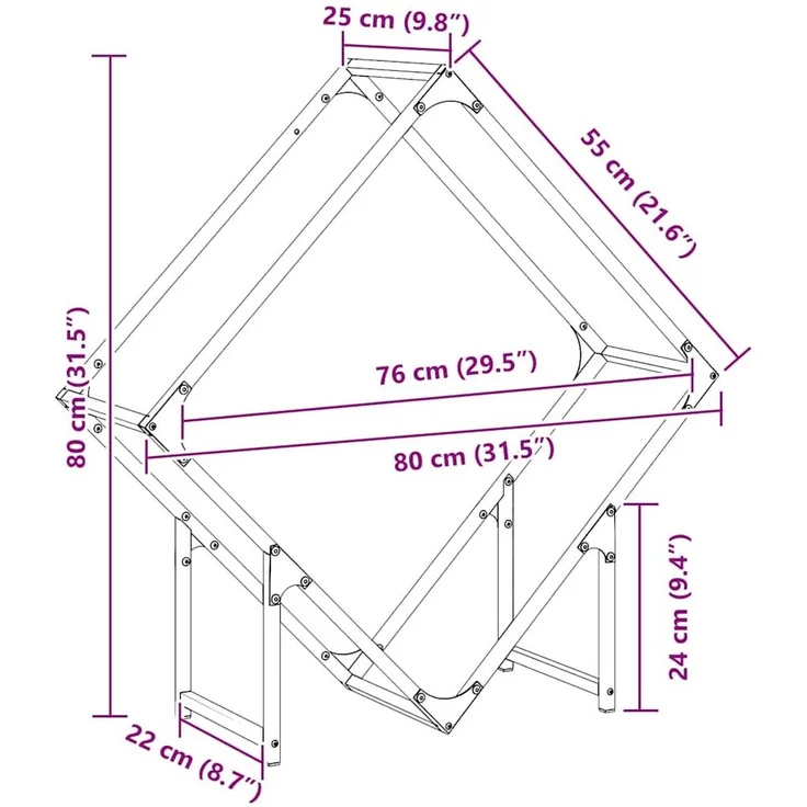 vidaXL Brennholzregal Olivgrün 80x25x80 cm Kaltgewalzter Stahl 864286 – Bild 10