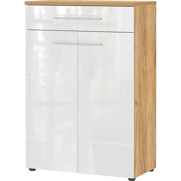 Schuhschrank passend zur Garderobe ALEDO in Navarra Eiche / Weiß ca. 75 x 110 x 41 cm