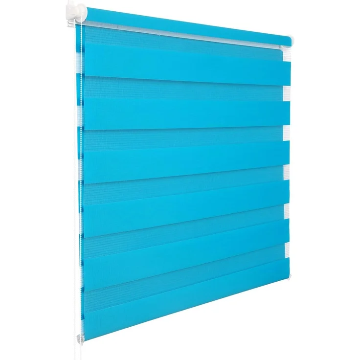 WOLTU Doppelrollo Klemmfix ohne Bohren Türkis B90 x H150 cm, Duo Rollo Zebrarollo Fensterrollo Klemmrollo Seitenzugrollo Easyfix lichtdurchlässig & verdunkelnd Rollos für Fenster und Tür – Bild 2