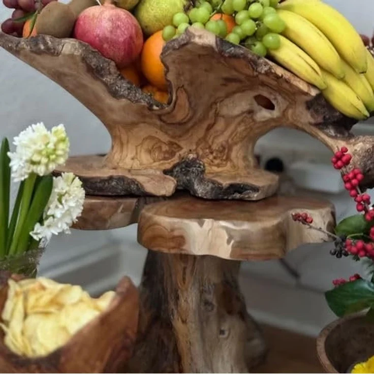 Oriental Galerie Blumenhocker Kleiner Wurzelhocker Teakholz Beistelltisch Unikat 32 cm (1 St) – Bild 2