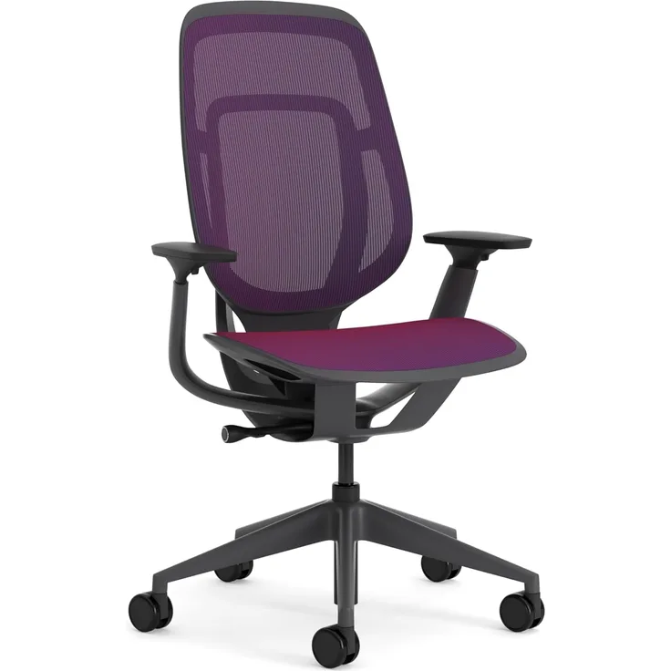 Karman Steelcase Ergonomischer Bürostuhl, höhenverstellbarer Stuhl mit Rot-Blau Bezug