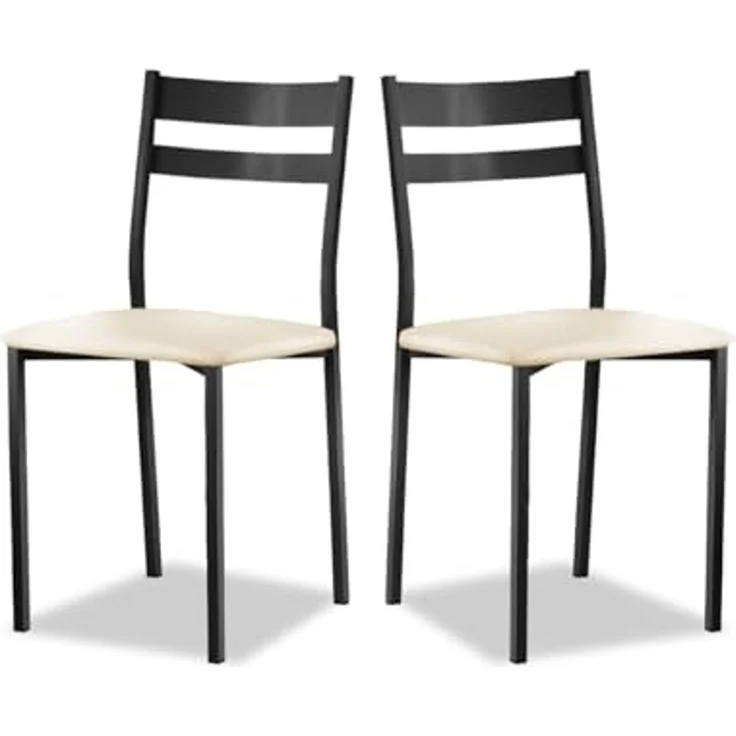 ASTIMESA Küchenstuhl aus Metall mit offener Rückenlehne, Beige, 57 x 45 x 40 cm – Bild 1