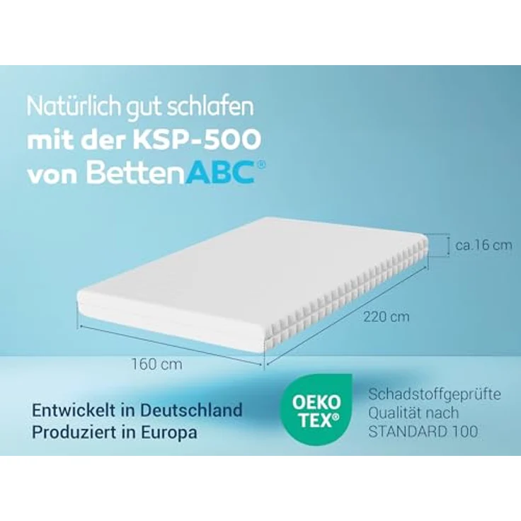 Betten-ABC KSP-500 XXL, Matratze in Härtegrad H4 Kaltschaummatratze in Härtegrad 4, Bezug waschbar, Größe: 160x220 – Bild 3