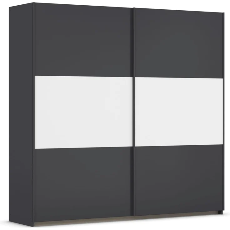 Rauch Möbel Neo, Schwebetürenschrank, Kleiderschrank, Kleiderschränke, Garderobe, Schrank mit Stauraum, 2-türig, Farbe Grau-metallic/Alpinweiß, 218 x 210 x 59 cm – Bild 1