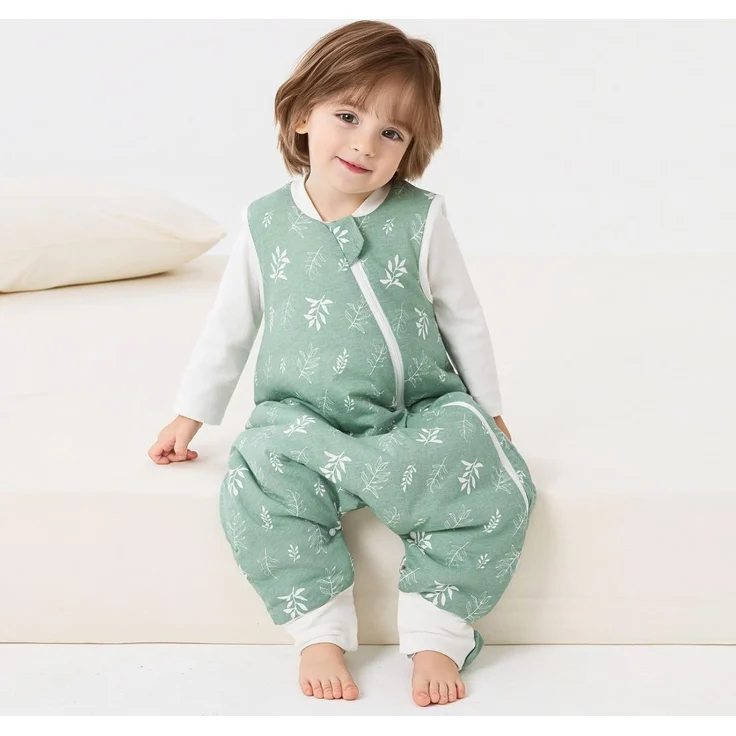 Duomiaomiao Baby Schlafsack, 1x Ganzjahresschlafsack, 1.5tog Grünes Blatt, 95cm / Baby Körpergröße 100-110cm, 100% Baumwolle – Bild 2