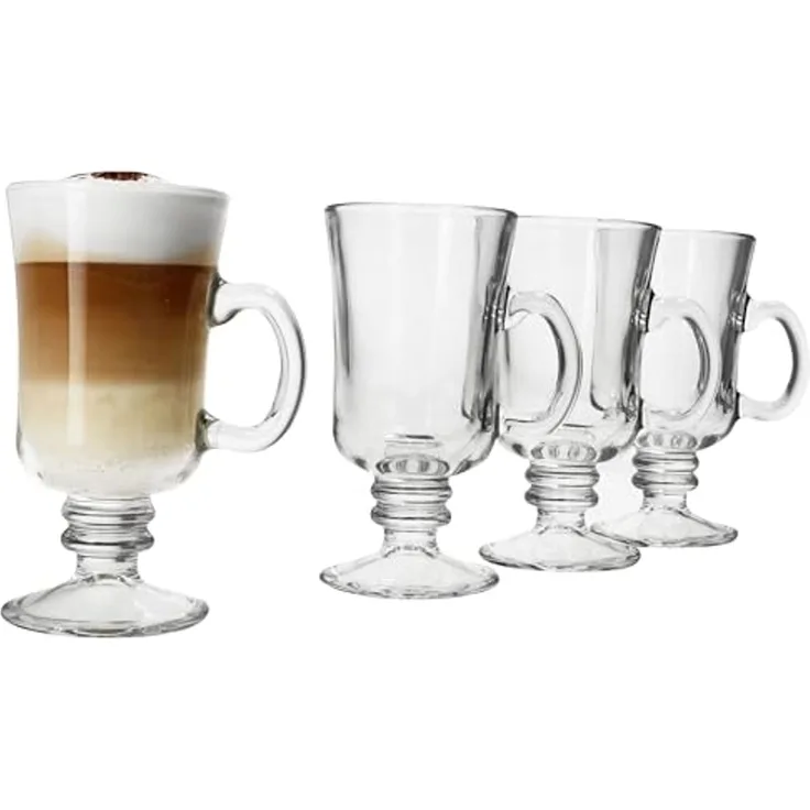MamboCat Latte-Macchiato-Glas 4x Irish Coffee Gläser mit Henkel 180ml Tee-Glas Kaffee-Gläser, Glas