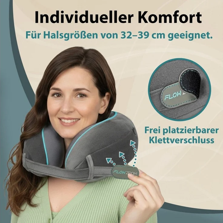 FLOWZOOM Nackenhörnchen DREAM - Nackenkissen Flugzeug - Memory-foam für lange, schmale Hälse, Nackenkissen Reisen - Nackenhörnchen für Erwachsene - Memoryschaum – Bild 2
