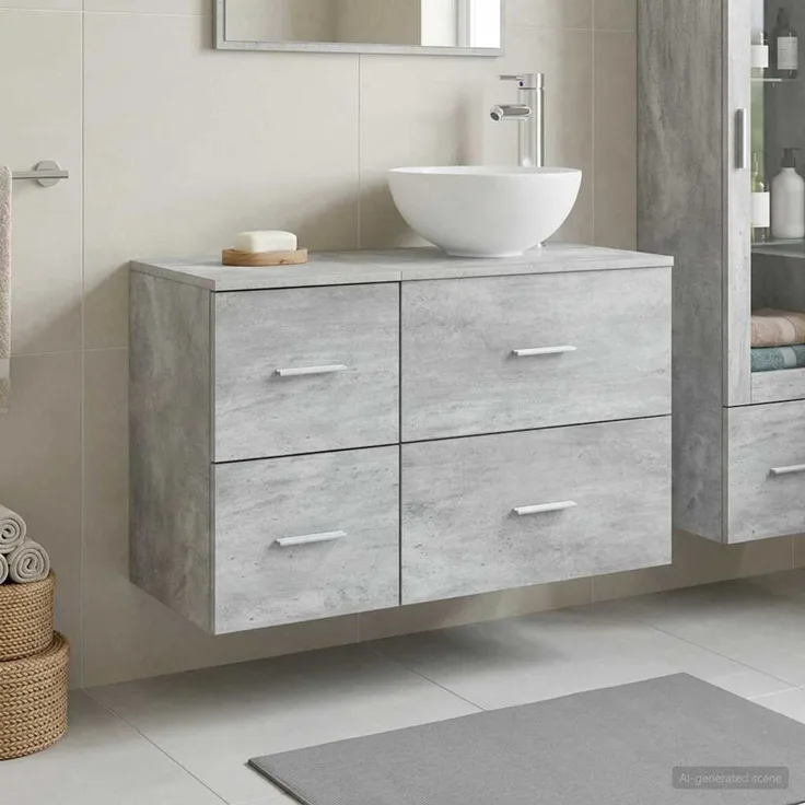 vidaXL Badezimmerschrank-Set 2 stk. Betongrau 79,5 x 41 x 80 cm 3403955