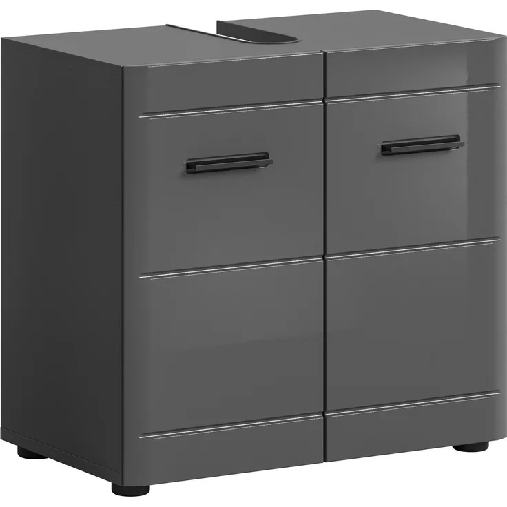 Waschbeckenunterschrank Soft - Grau / Grau Hochglanz