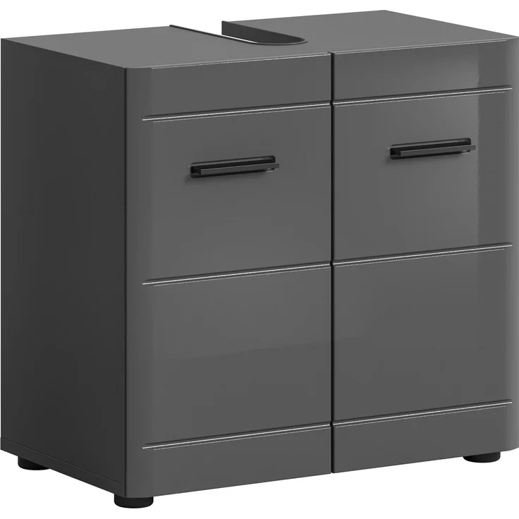 Waschbeckenunterschrank Soft - Grau / Grau Hochglanz – Bild 1