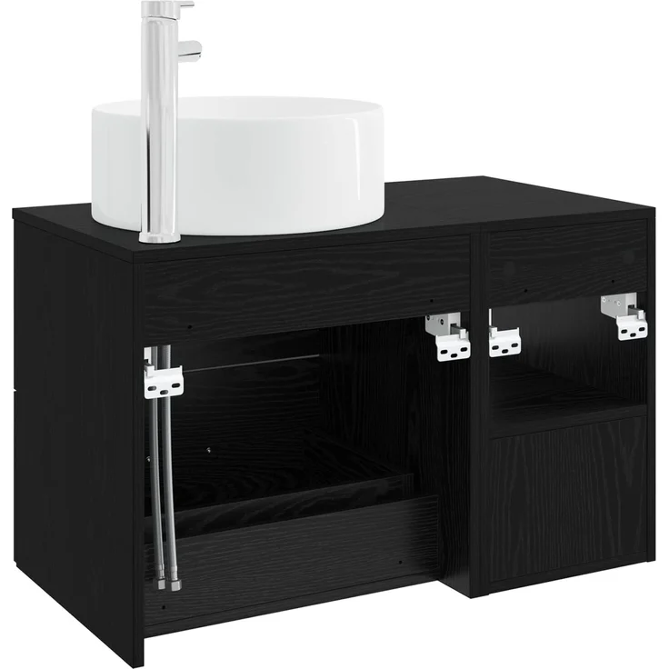 vidaXL Badezimmerschrank-Set 2 stk. Schwarz Eichen-Optik 3403929 – Bild 6