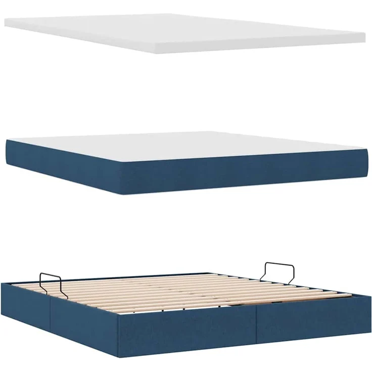 vidaXL LED-Speicherbett mit Matratze Blau 160 x 200 cm Stoff 3372368 – Bild 9