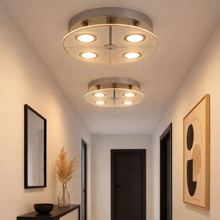 LED Deckenleuchte, Chrom, Glas satiniert, D 30 cm – Bild 8