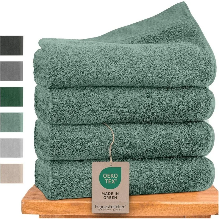 Hausfelder Handtücher Premium Handtuch Set (Hellgrün, 4 Handtücher 50x100cm), (Set, 4-St), 100% Baumwolle, weich, saugfähig, Uni-Farben – Bild 1