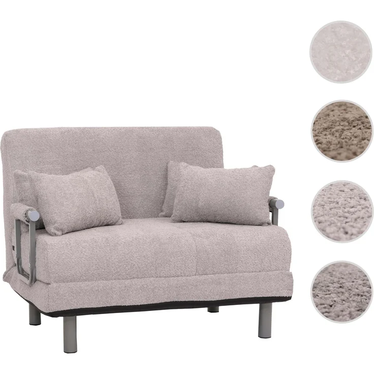 Mendler Schlafsessel HWC-K29, Klappsessel Schlafsofa Gästebett, Liegefläche 190x100 cm, Stoff Bouclé (500g/m²) ~ grau – Bild 10