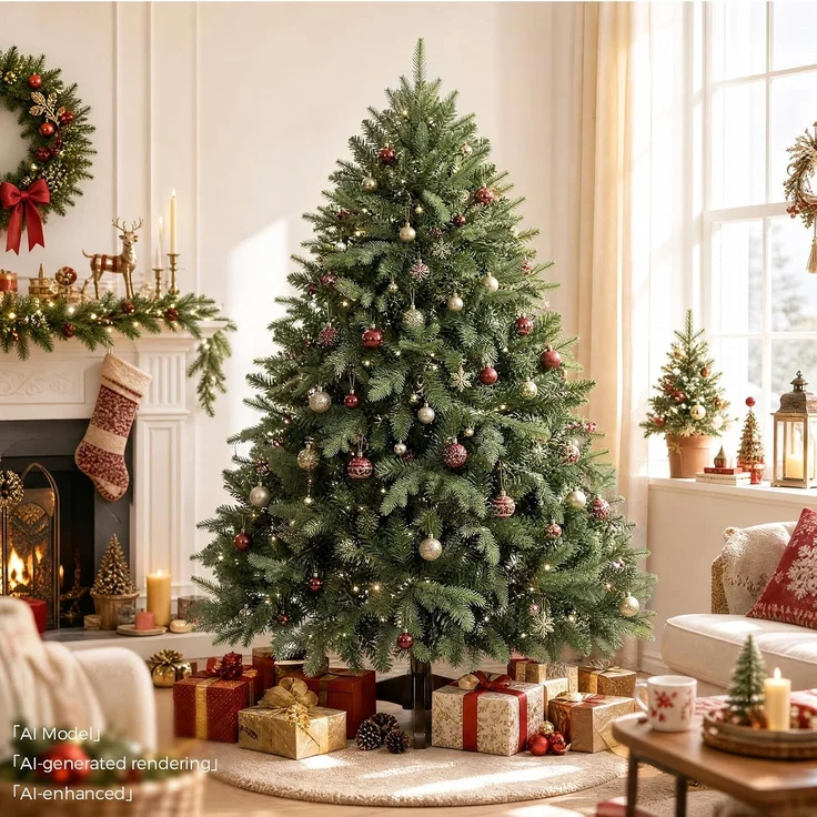 GTPLAYER Künstlicher Weihnachtsbaum 186 cm, schneller Aufbau in 3 Schritten PE+PVC Hybrid, dicht & realistisch, kippsicherer Standfuß, wiederverwendbar, für Wohnzimmer, Zuhause & Büro – Bild 3