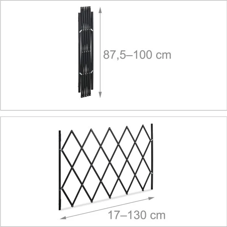 Relaxdays Hundeabsperrgitter, ausziehbar bis 130 cm, 87,5-100 cm hoch, Bambus, Hunde Schutzgitter, Treppe & Tür, Schwarz – Bild 4