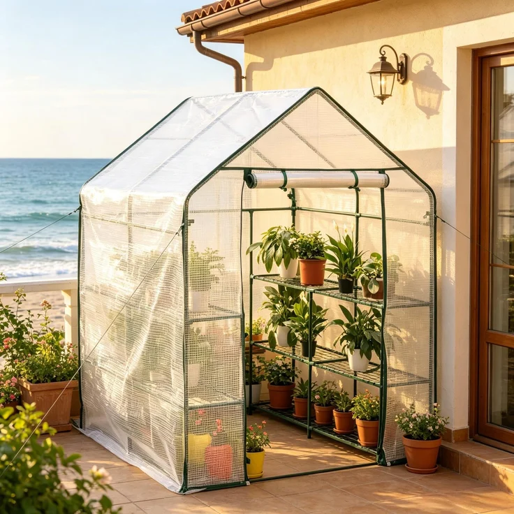 Wohnora-Haltbares Gewächshaus,Tomatenhaus,Gewächshaus mit Reißverschluss,Pflanzenschutz(nur mit Gewächshaus),H 195cm x T 143cm x B 143cm,Weiß – Bild 4