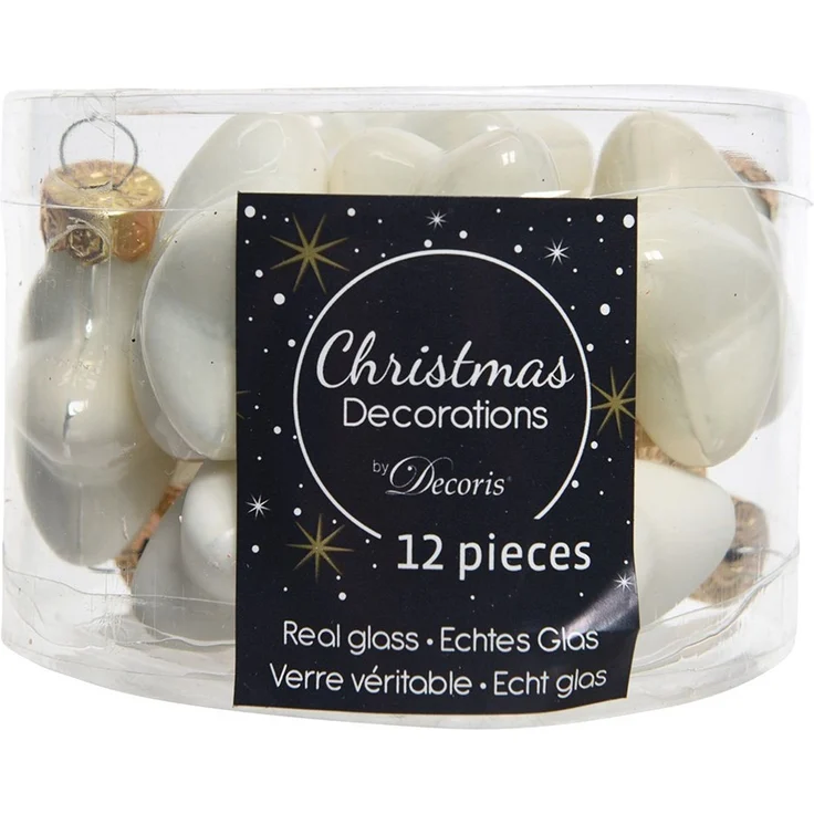 Kaemingk Christbaumschmuck, Christbaumschmuck Sterne 4cm Glas 12 Stück - Wollweiß – Bild 2