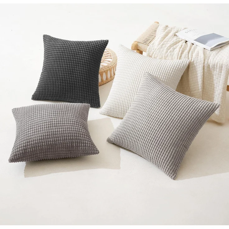 MIULEE 4er Set Kissenbezug 40x40cm Graue Serie Kordsamt Sofa Couch Büro – Bild 8