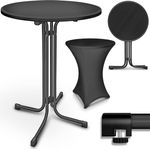 tillvex® Gastro Stehtisch klappbar Ø80cm mit Husse | Bistrotisch FERTIG MONTIERT | Klapptisch rund - wetterfester Partytisch | Gartentisch Indoor & Outdoor