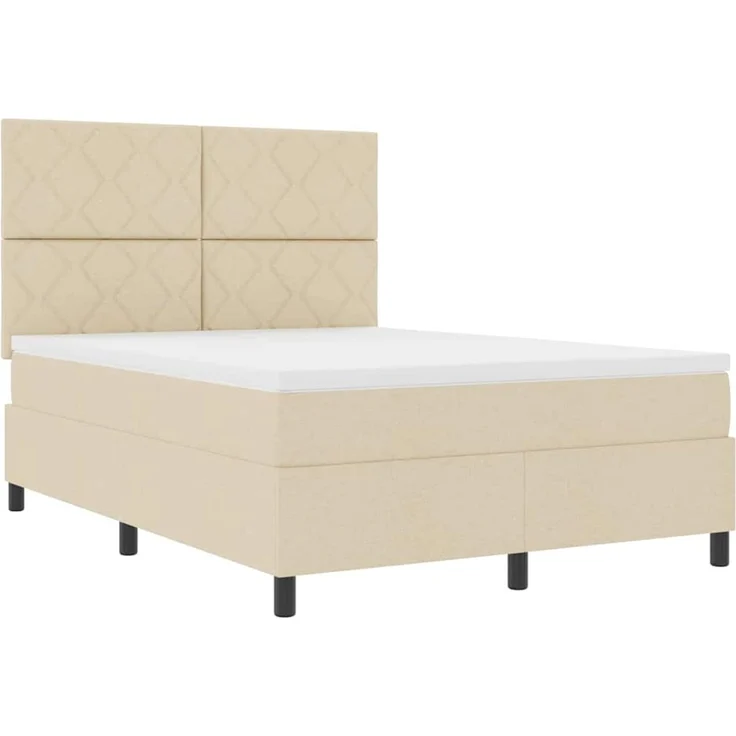 vidaXL Boxspringbett mit LED-Lichtleisten Creme 140 x 200 cm Stoff 3342954 – Bild 6