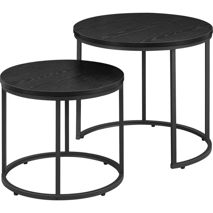 Home Collective Couchtisch 2er Set Beistelltisch Loft Design 2in1 Verschachtelung Wohnzimmer, kratzfeste Oberfläche 53cm & 43cm Schwarz mit Schwarzen Beinen – Bild 2