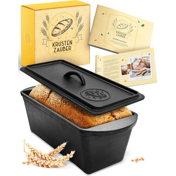 Krustenzauber Kasserolle Gusseisen Topf als Kochtopf, Schmortopf oder Brotbackform