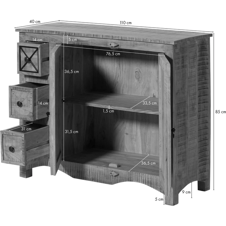 Kommode Altholz 110x40x85 mehrfarbig lackiert NATURE OF SPIRIT #17 – Bild 8