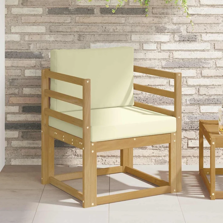 vidaXL 2 Stück Outdoor-Sofagarnitur Polyester Weiß und Creme 3438959 – Bild 1