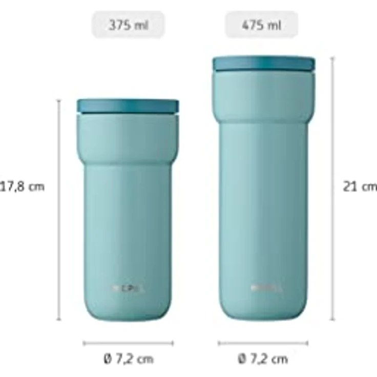Mepal - Isolierbecher Ellipse - 6 Stunden heiß & 10 Stunden kalt - Thermobecher für Unterwegs - Geeignet als Tee & Kaffeetasse zum Mitnehmen - Passt in alle Becherhalter - 475 ml - Nordic Green – Bild 9