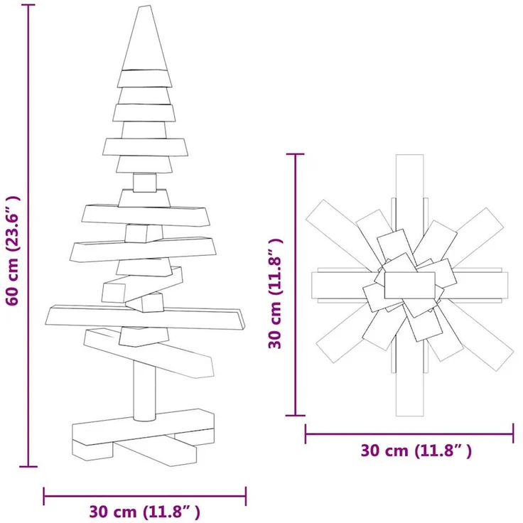 vidaXL Holz Weihnachtsbaum KOTKA 60 cm Massives Kiefernholz 42016697 – Bild 11