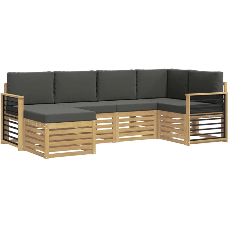 vidaXL Outdoor-Sofagarnitur 6 stk. 5-Sitzer Weiß und Anthrazit 3392127 – Bild 2