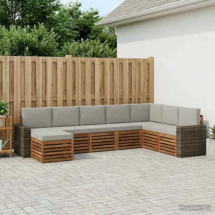 vidaXL Outdoor-Sofagarnitur 8 stk. 8-Sitzer Natur und Hellgrau 3384727 – Bild 1