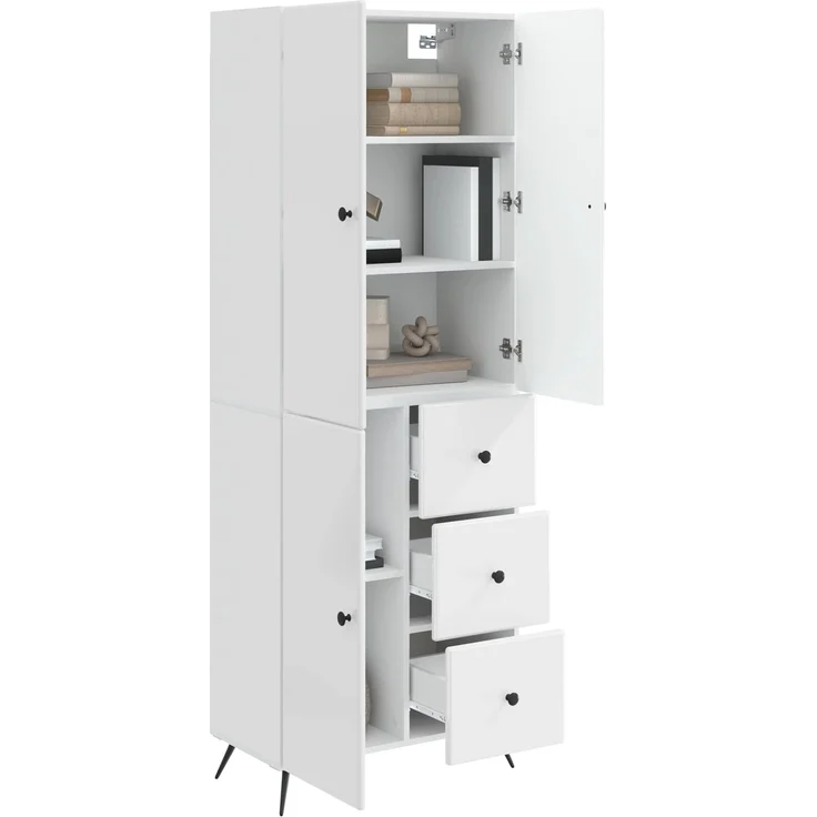 vidaXL Schrankset 2 pcs Hochglanz Weiß Holzwerkstoff 3416902 – Bild 2