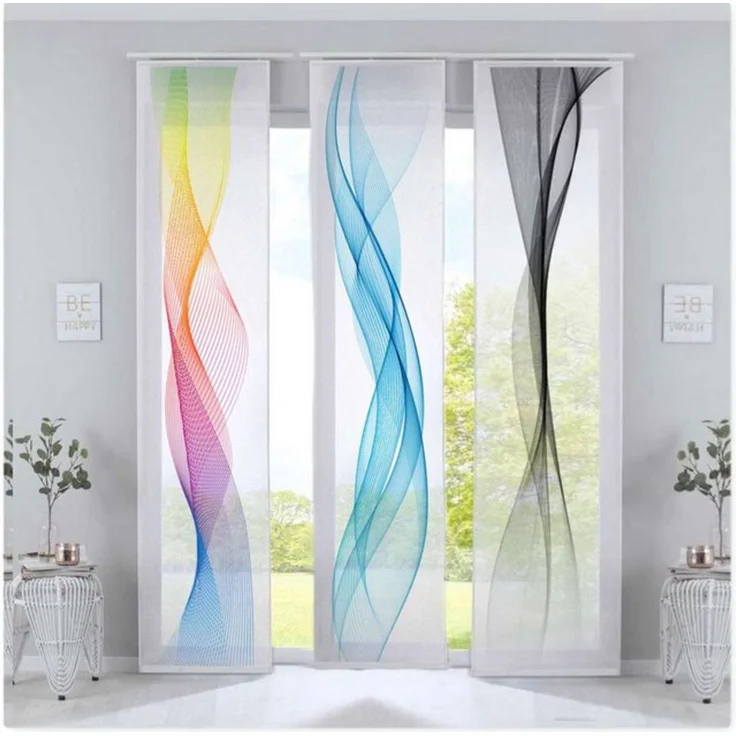 Flächenvorhang 245x60 – Wellenmuster Bunt/Blau/Schwarz Blau – Bild 3
