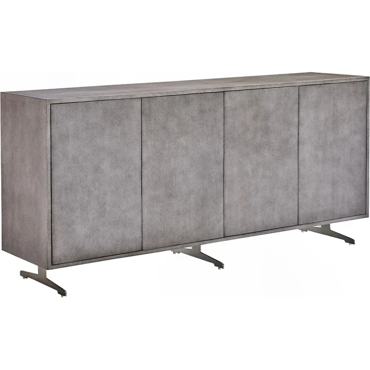 KAWOLA Sideboard GALA 4 Türen Kunstleder grau Fuß Edelstahl gebürstet 85 x 40 x 180 cm – Bild 3