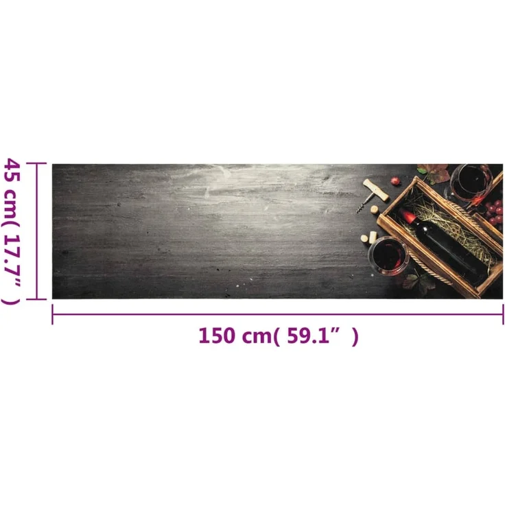vidaXL Küchenteppich Waschbar Weinflasche 45x150 cm Samt 4005602 – Bild 4