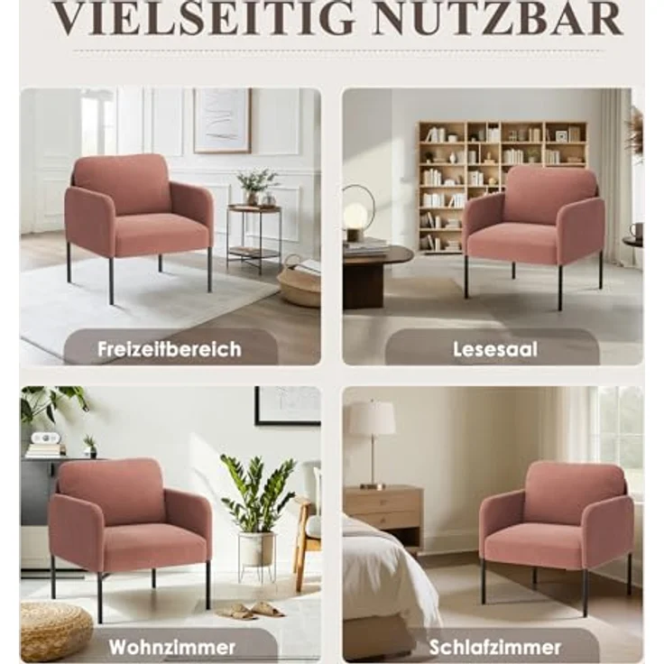 COLAMY Gepolsterter Ohrensessel aus Samt – Moderner Lounge-Sessel mit weicher Rückenlehne, Komfortabler Sessel für Wohnzimmer, Schlafzimmer, Apartment & Leseecke,Rosa – Bild 8