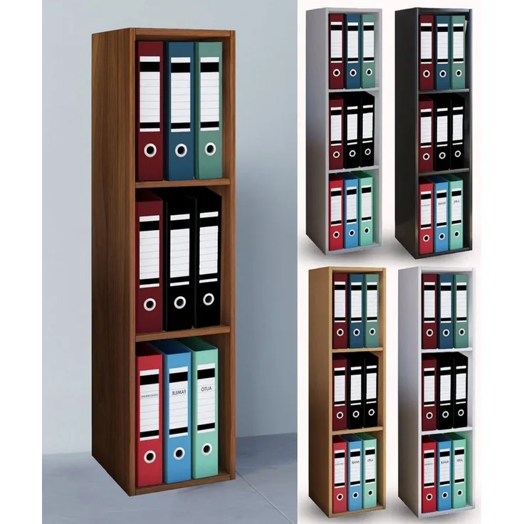 VCM Büroregal & Bücherregal Offas 902080 Schwarz H. 107 x B. 34 x T. 30 cm