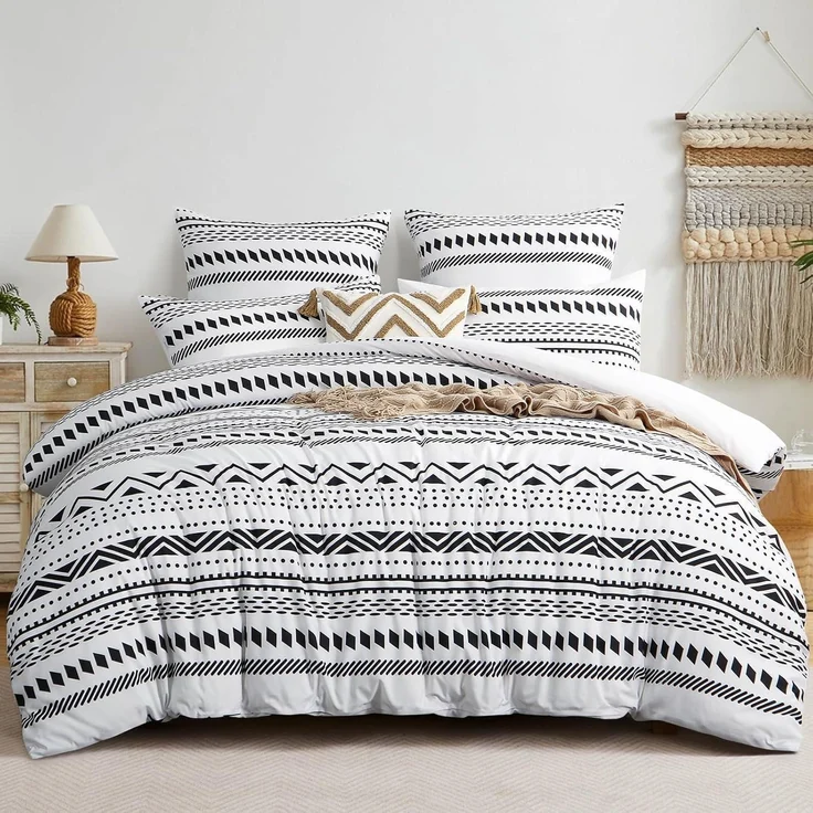 Bettwäsche 220x240 Grau Boho Muster Mikrofaser Bügelfrei – Bild 1