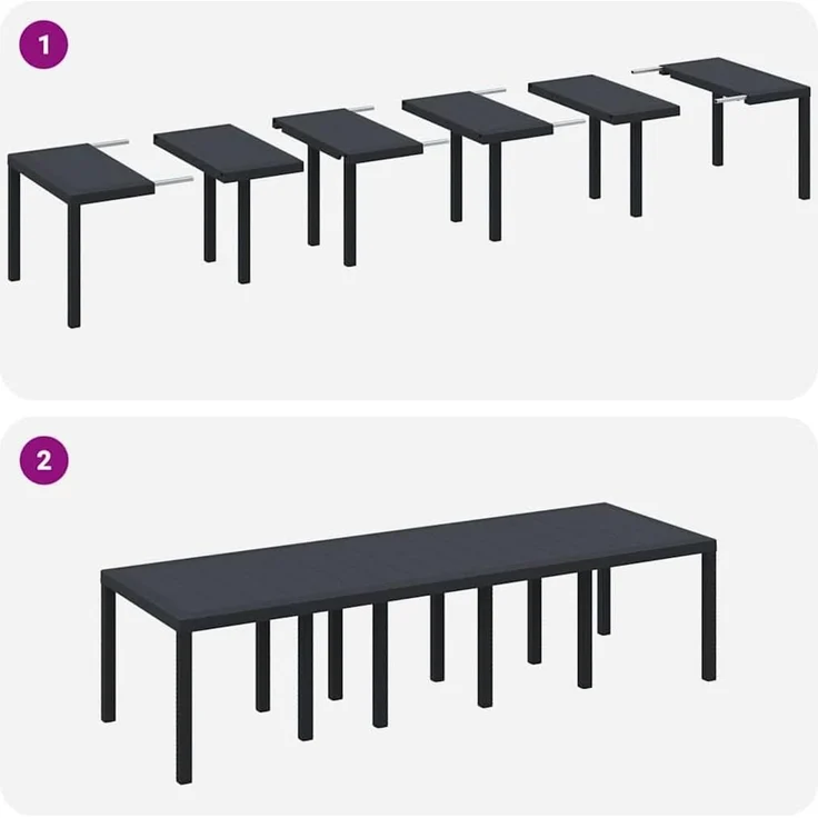 vidaXL Gartentisch Anthrazit 300 x 100 x 73 cm Poly-Rattan 3378520 – Bild 7