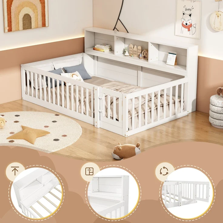 Daybett 90x200 cm Kinderbett Tagesbett Schlafsofa mit Ablagefach und Sicherheitsgeländer – Bild 5