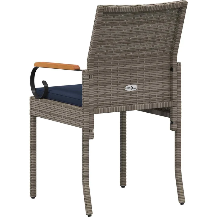 vidaXL Gartenstühle 4 Stk. Grau und Marineblau Poly-Rattan und Akazie 42025888 – Bild 8