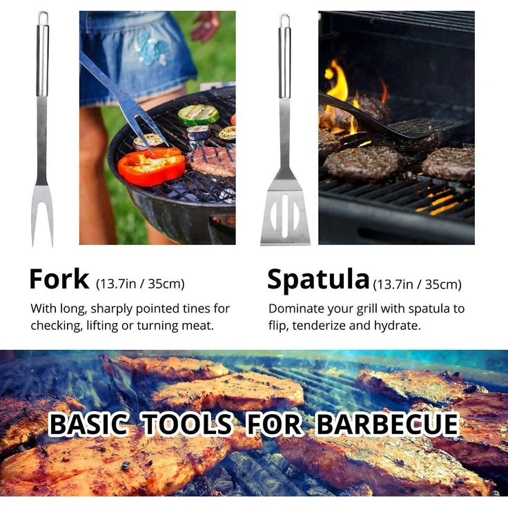 Luxus Kollektion Grillbesteck-Set mit Tasche, 9-teilig, Edelstahl silber – Bild 2