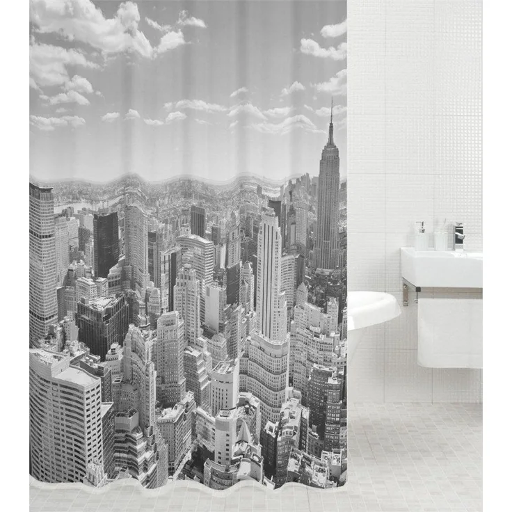 Sanilo Duschvorhang Skyline New York 180x200 cm, 100% wasserdicht, Anti-Schimmel-Effekt, hochwertige Qualität