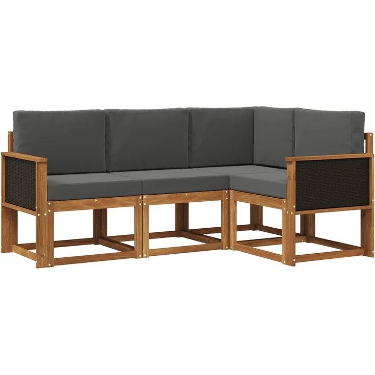 vidaXL Outdoor-Sofagarnitur 4 stk. 4-Sitzer Natur und Anthrazit 3385163 – Bild 2
