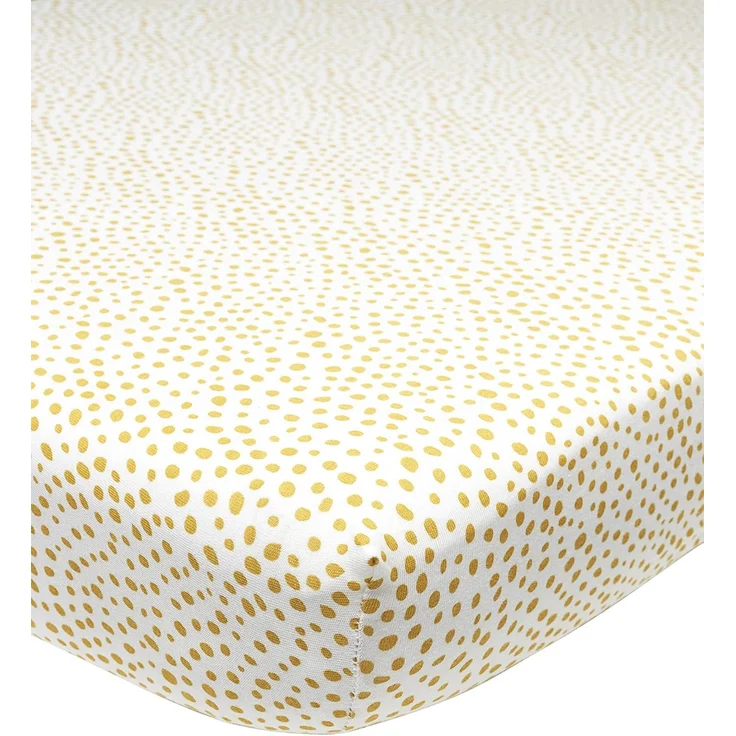 Meyco Baby Cheetah Spannbettlaken für das Kinderbett (Bettlaken aus 100% Jersey-Baumwolle, extra weich, atmungsaktiv, perfekte Passform durch Rundum-Gummizug, Größe: 70x140 cm), Honig Gold