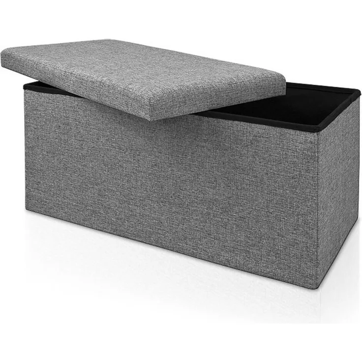 Casaria Sitztruhe mit Stauraum 80 x 40 x 40 cm Faltbar 100 L Gepolstert Deckel Stoff Wohnzimmer Schlafzimmer Sitzhocker Sitzbank Aufbewahrungsbox Grau